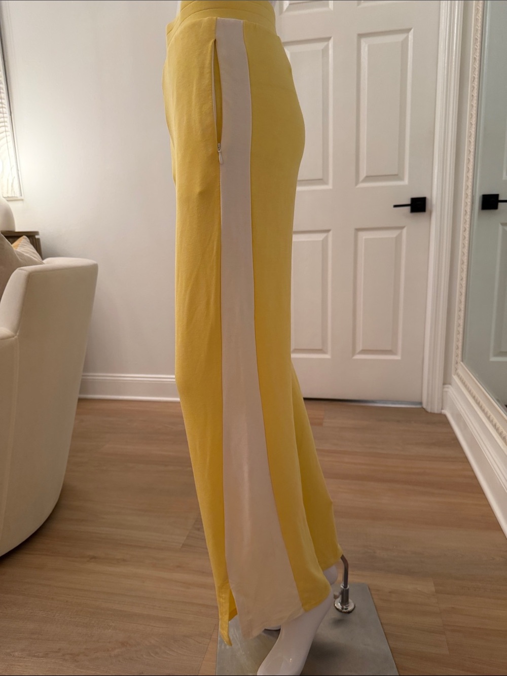 Yellow/Cream striped Women's Knit Pull-On Pants - Picture 5 of 12